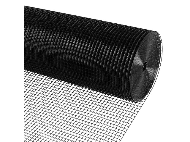 Black Vinyl Coated Hardware Cloth 1/2 Inch 48inx100ft 19 Gauge, Welded Wire Fencing Chicken Wire Mesh Roll Cage Wire Netting