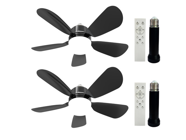 2Pack Socket Fan Light With Remote, Screwing Ceiling Fans with Dimmable Lights, 3 Colors 3000K-6500K,Ceiling Fan Light Kit Bulb for Bedroom Living...