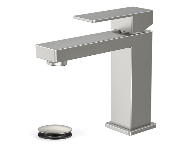 Bathroom Faucet 1 Hole, Single Handle Vanity Faucets Brushed Nickel For 1 or 3 Hole 4 Inch Centerset Sink, with Pop-up Drain, NSF61 Certificate,...