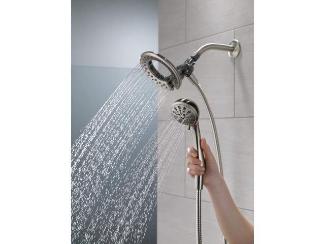 4-Setting In2ition 2-in-1 Dual Shower Head with HandHeld Spray, Brushed Nickel Detachable Shower Head with Hose, Showerhead, 1.75 GPM Flow Rate,...