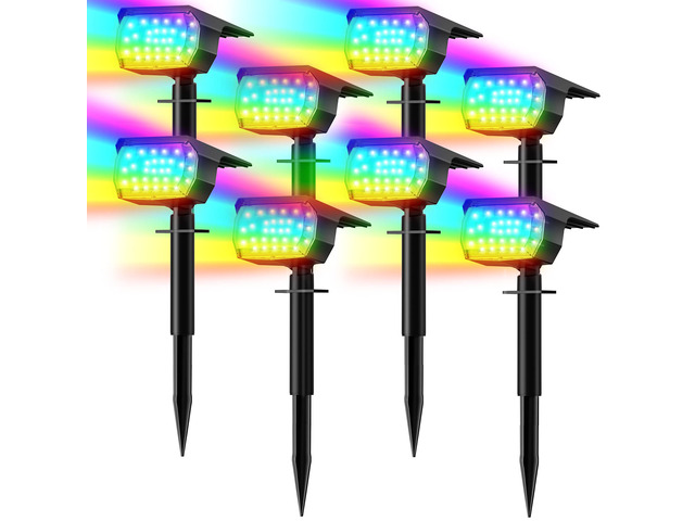 Solar Spot Lights Outdoor Color Changing, [7 Modes/8 Pack] Christmas Landscape Spotlights, Solar Lights Outdoor Waterproof, Solar Powered Flood...