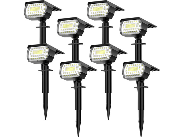 Solar Spot Lights Outdoor, [8 Pack/76 LED] 2-in-1 Solar Landscape Spotlights, 3 Modes IP67 Waterproof Dusk to Dawn Solar Powered Flood Wall Lights...