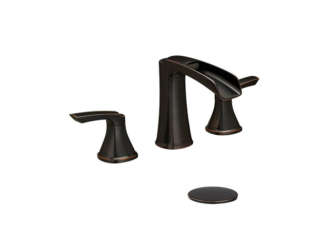 Oil Rubbed Bronze Bathroom Faucet, Waterfall Faucet Bathroom Sink 3 Hole 2-handle 8 Inch Widespread Bronze Bathroom Faucets with Pop-up...