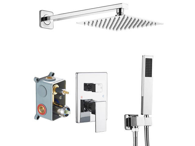 Shower System with High Pressure Rainfall Shower Head, Handheld Shower head and Shower Faucet Trim Kit, Rain Mixer Shower Set Wall Mounted...