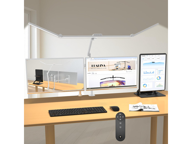 36W Ultra Bright Architect Desk Lamp with Clamp, Tall Overhead Rotatable Led Desk Light for Home Office, 47Inch Long Adjustable Monitor Light Bar...