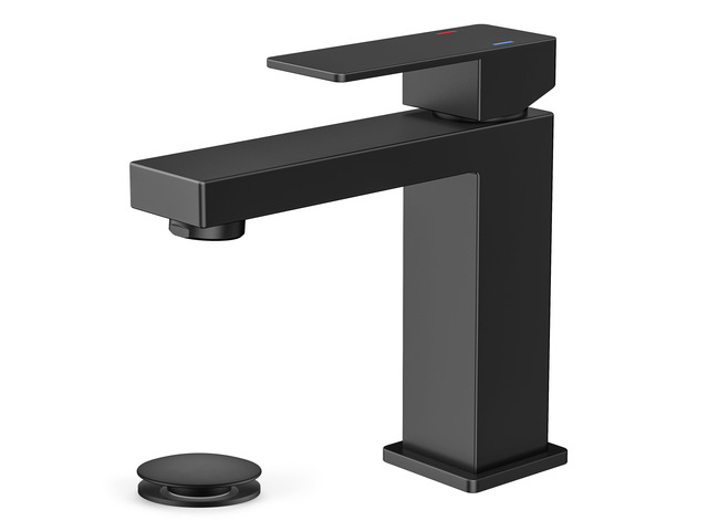 Bathroom Faucet 1 Hole, Single Handle Black Bathroom Sink Faucets For 1 or 3 Hole 4 Inch Centerset Sink, with Pop-up Drain, NSF61 Certificate,...