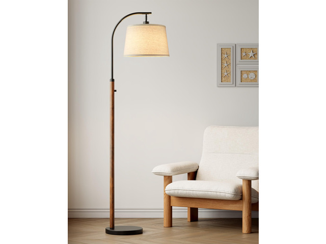 Dimmable Floor Lamp for Living Room, 65' Tall Metal Standing Lamp with LED Bulb, Mid Century Modern Arc Floor Lamp with Linen Shade for Bedroom,...