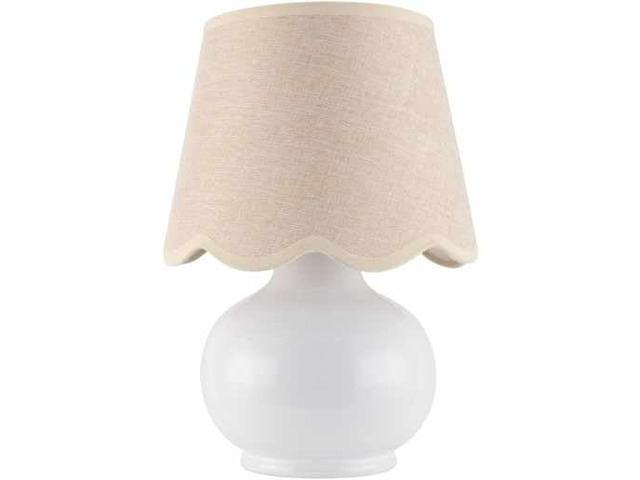 Benton Ceramic Table Lamp with Fabric Shade 13' Bedside Accent Lamp for Bedroom, Living Room & Nightstand (Beige Cream)