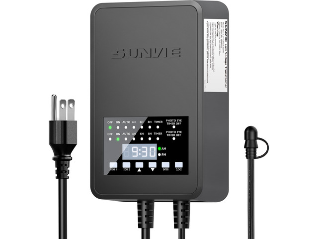 200W Low Voltage Landscape Transformer with 2 Independent Control Output Landscape Lighting Transformer with Timer and Photocell Sensor 120V AC to...
