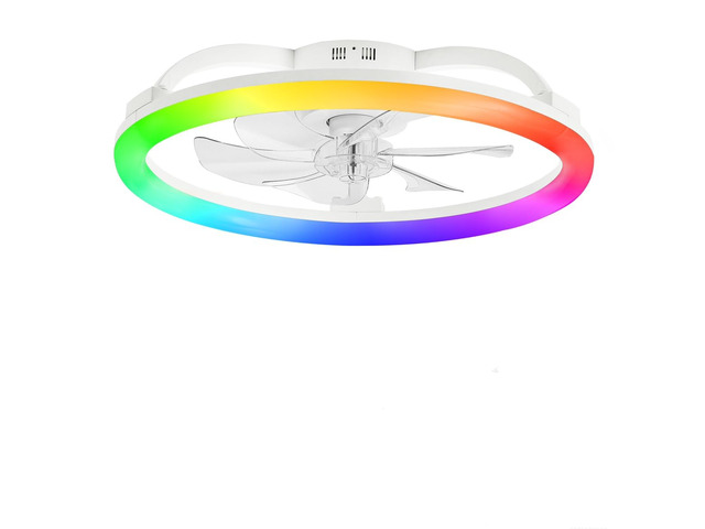 23' Ceiling Fans with Lights and Remote for Bedroom, White RGB Low Profile Fan Light, 3000K-6000K Stepless Dimmable, 6 Speed, Reversible DC Motor,...