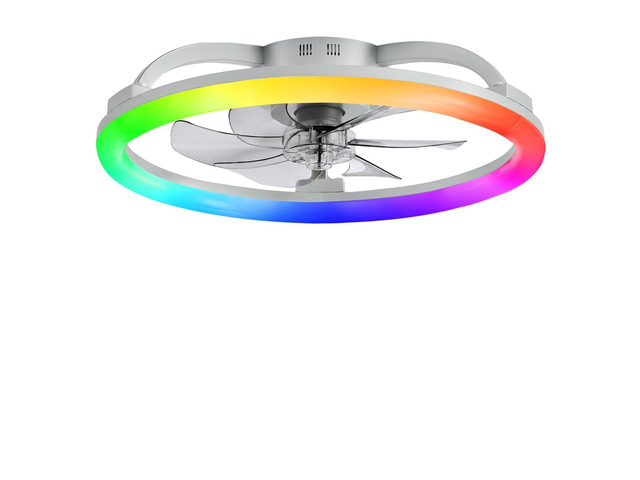 23' Ceiling Fans with Lights and Remote for Bedroom, Grey RGB Low Profile Fan Light, 3000K-6000K Stepless Dimmable, 6 Speed, Reversible DC Motor,...