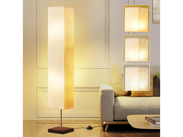 Floor Lamp for Living Room, Standing Lamp for Bedroom Column Tall Lamp Color Temperature Adjustable Corner Floor Lamp With Wood Base and Paper...