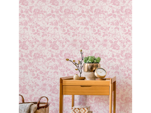 Pink Rose Floral Vintage Peel and Stick Wallpaper,15.8' x 1200' Self Adhesive Removable Rose Floral Butterfly Contact Paper, Vintage Vinyl Wall...