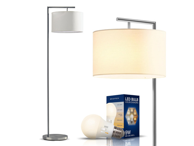 Montage Modern Floor Lamp - LED Standing Lamp with White Shade and Adjustable Color for Living Rooms & Offices - Tall Corner Bedroom Reading Light...