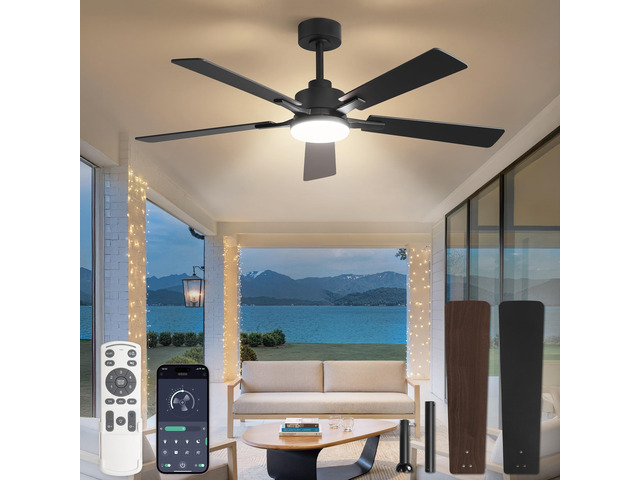 52 Inch Ceiling Fans with Lights DC Motor, Remote & APP Control Dimmable, 3CCT, 6 Speed, Memory Function, Timer, Dual-Sided Reversible Blade,...