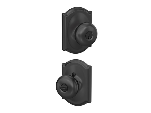 Plymouth Keyed Entry Door Knob, Interior/Exterior, Matte Black Keyed entry door knob with turn-button lock, Easy to install, Certified security &...