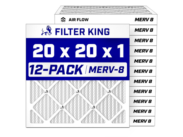 20x20x1 Air MERV 8, AC Furnace Filters (12-Pack) Dust & Allergy Control (Actual Size: 19.5 x 19.5 x.75)