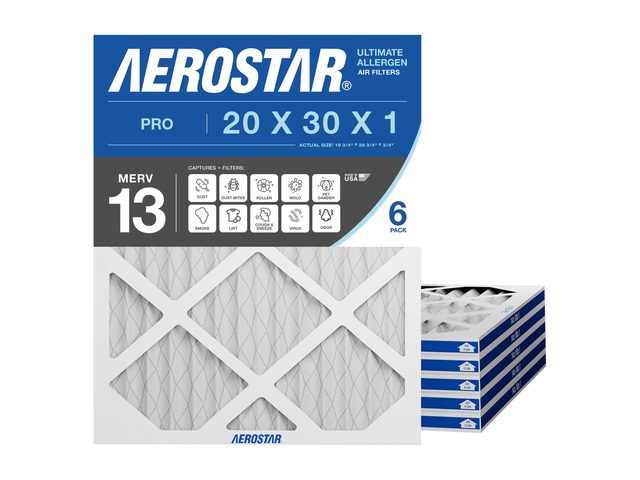 Air Filter 20x30x1 MERV 13 AC Filter, HVAC, Furnace Filter, 6 Pack ACTUAL SIZE (19.75 x 29.75 x 0.75) AC Filter, Furnace Filter, Allergies, Dust,...