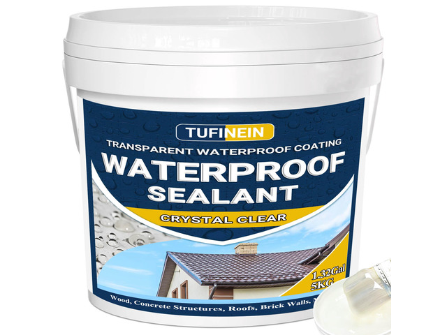 Transparent Waterproof Coating, 1.32 Gallon Invisible Waterproof Agent Indoor & Outdoor Sealant Water-Based Clear Sealant Roofs, Walls, Garden,...