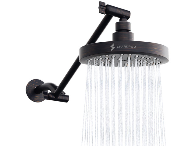 6' Round Rain Shower Head with 11' Shower Arm Shower Head & Extension Arm Combo, Height Adjustable, High Pressure Performance, Easy 1-Minute...