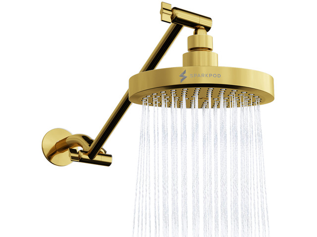6' Round Rain Shower Head with 11' Shower Arm Shower Head & Extension Arm Combo, Height Adjustable, High Pressure Performance, Easy 1-Minute...