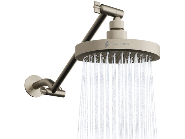 6' Round Rain Shower Head with 11' Shower Arm Shower Head & Extension Arm Combo, Height Adjustable, High Pressure Performance, Easy 1-Minute...
