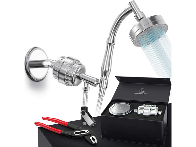 Handheld Shower Head with Filter, 15+2 Stage, Chrome shower head, 15+2 stage filtration, Vitamin C and E infusion, high pressure, spa effect,...