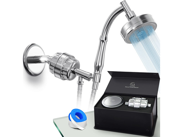 Handheld Shower Head Filter, 20-Stage, Vitamin C E A, Chrome handheld shower head, 20-stage filtration, Vitamin C E A infusion, reduces chlorine...