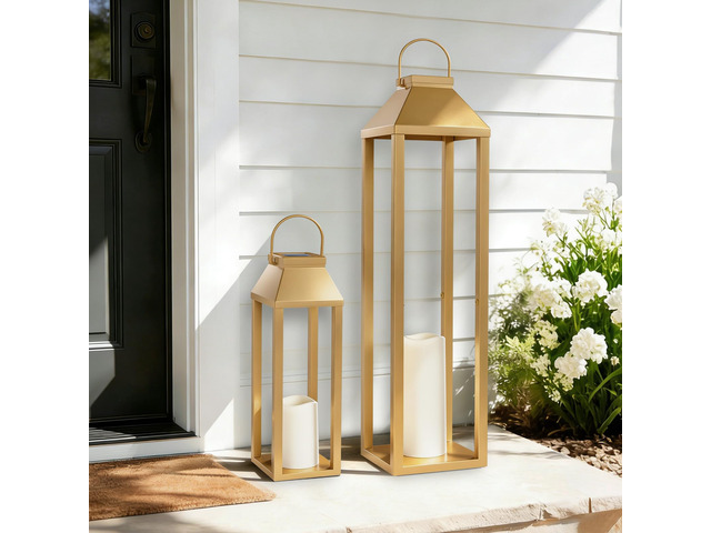Large Outdoor Solar Lanterns Waterproof, Tall Farmhouse Black Metal Decorative Lanterns Solar Lights Outdoor for Front Porch Decor Outdoor Patio,...