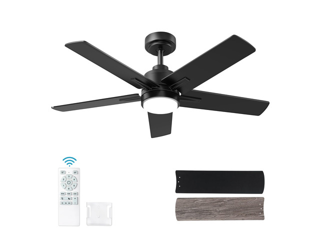 42 Inch Black Ceiling Fan with Light and Remote Control 6-Speed Quiet Reversible DC Motor, Dimmable 3CCT LED, 3 Timer Settings, 5-Blade Modern...