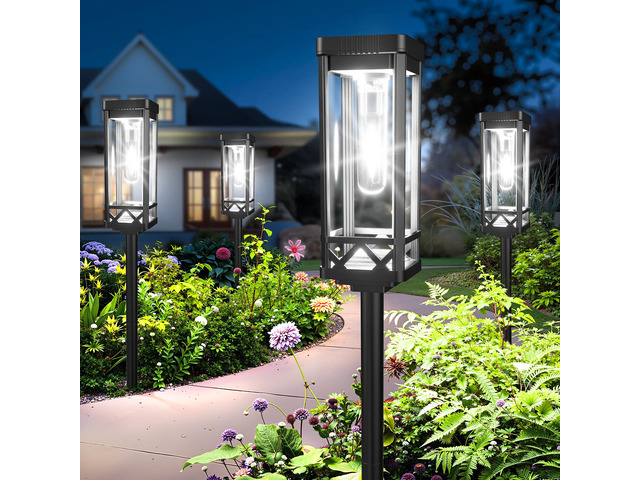 Taller Solar Pathway Lights Outdoor, 8 Pack Upgraded Brighter Solar Garden Lights Solar Powered, Up to 15 Hours Outdoor Solar Lights for Yard...