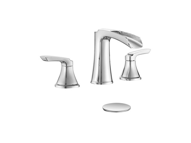 Chrome Bathroom Faucet 3 Hole, Waterfall Faucets for Bathroom Sink Lead-free Brass, 8 Inch Widespread Two-handle Bathroom Faucet with Pop-up Drain...
