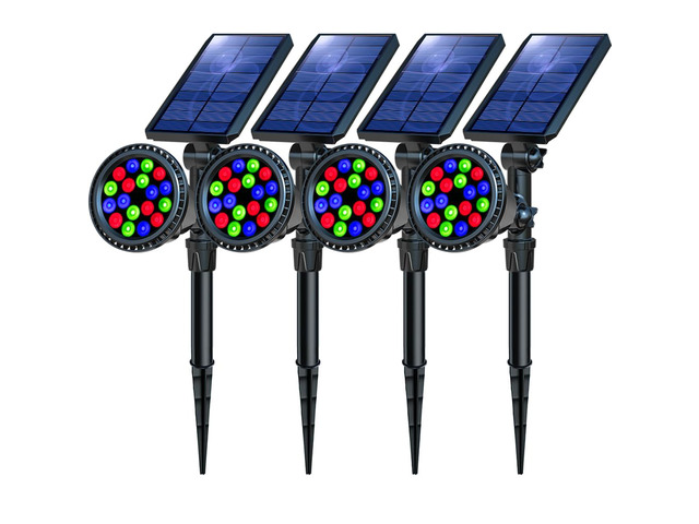 Solar Spot Lights Outdoor, 9 Color Modes, 18 LED Spotlight, 600LM Landscape Lights, Solar Powered for Garden, Yard, Driveway, Tree, Christmas,...