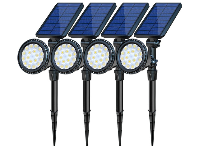 Solar Spot Lights Outdoor Waterproof, 18 LED 2 Mode Brightness Solar Spotlights Dusk to Dawn Landscape Lighting Flag Pole Lights for Garden Yard...