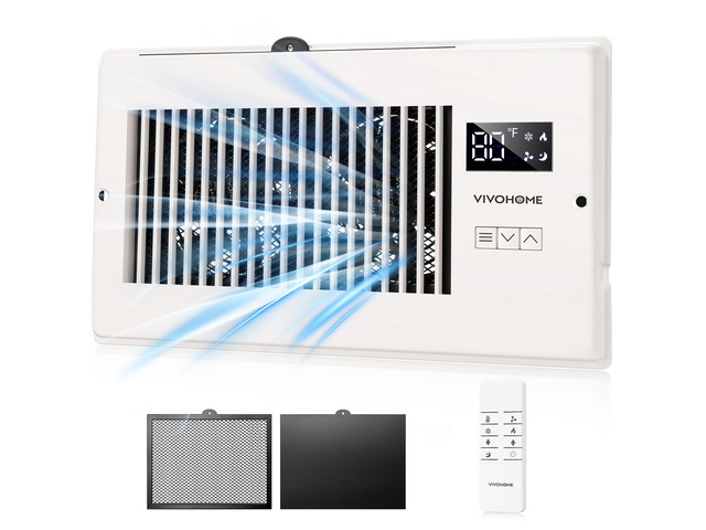 Quiet Register Booster Fan with Opening 6' x 10', Smart Thermostat 10-Speed Control, Removable Dust-proof Mesh & Register Blocker, White AC Vent...
