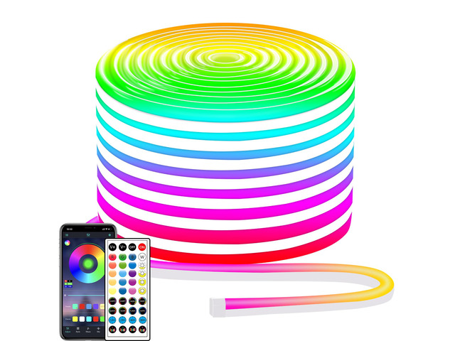 132FT Neon LED Rope Lights IP65 Waterproof LED Lights for Bedroom Flexible LED Light Strip with Remote/APP Control RGB Lighting Strip for Indoors...
