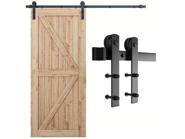 7ft Sliding Barn Door Hardware kit, Fit 42' Wide Door Panel Barn Door Track, Sliding Door Hardware kit, Smoothly and Quietly -Heavy Duty Sturdy...