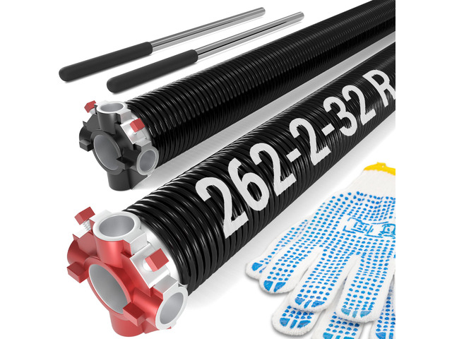 Garage Door Spring 0.262 x 2 x 32 (Pair), 18000 Cycles Long-Lasting Garage Spring Door Replacement, Heavy-Duty Garage Door Torsion Spring