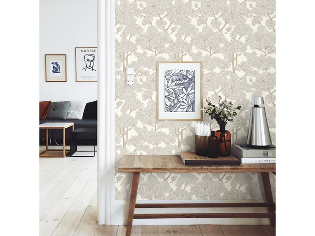 Tree Wallpaper Peel and Stick Jungle Wall Paper Forest Mural Stick on Wallpaper Modern Waterproof Self Adhesive Contact Paper(17.3' x 400' Cream)