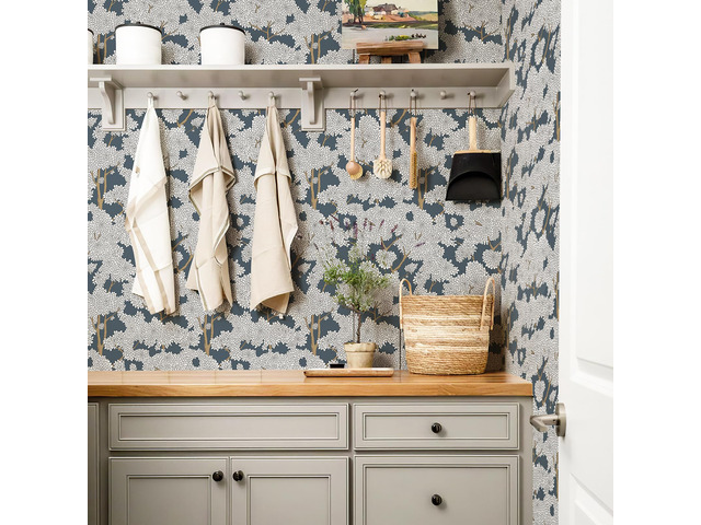 Tree Wallpaper Peel and Stick Jungle Wall Paper Forest Mural Stick on Wallpaper Modern Waterproof Self Adhesive Contact Paper(17.3' x 1200' Blue)