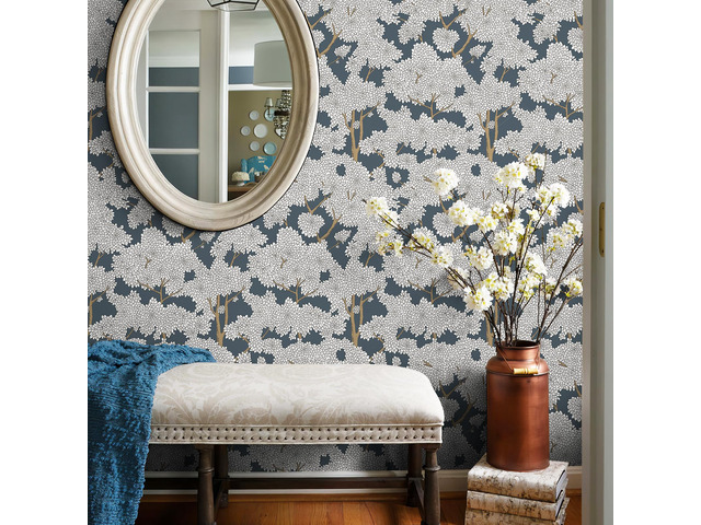 Tree Wallpaper Peel and Stick Jungle Wall Paper Forest Mural Stick on Wallpaper Modern Waterproof Self Adhesive Contact Paper (17.3' x 400' Blue)