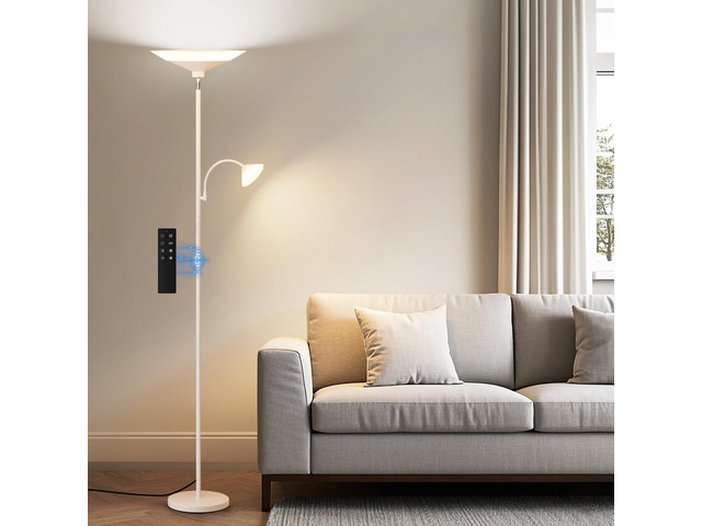 Upgraded 2-Light Torchiere Floor Lamp - 34W Color Changing Standing Lamp with Remote, Rotatable Floor Reading Light, Modern Standing Light with for...