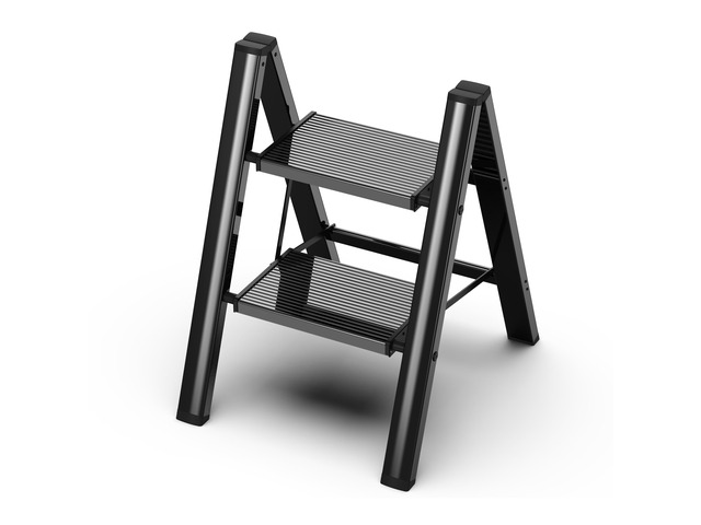 2 Step Ladder, Foldable Aluminum Step Stool with Anti-Slip Pedal Lightweight yet Sturdy, Portable, Non Slip Feet, 300Lbs Capacity, Elegant Look,...