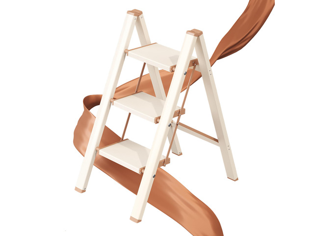3 Step Ladder, Foldable Aluminum Step Stool with Anti-Slip Pedal Lightweight yet Sturdy, Portable, Non Slip Feet, 300Lbs Capacity, Elegant Look,...