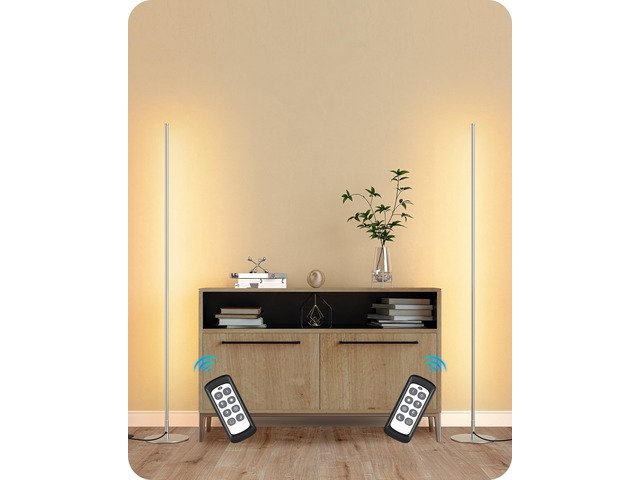 2 Pack 57.5 Corner Lamp with Remote, Stepless Dimmable & 7 CCT 2700-6000K, Foot Switch, Tall Corner Lamp for Bedrooms, Living Rooms, Offices,...