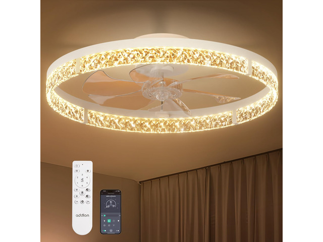 24' Ceiling Fans with Lights and Remote, Low Profile Fandelier Wider Airflow, 3000-6000K Dimmable LED, 6 Speeds, Reversible DC Motor, App Control,...