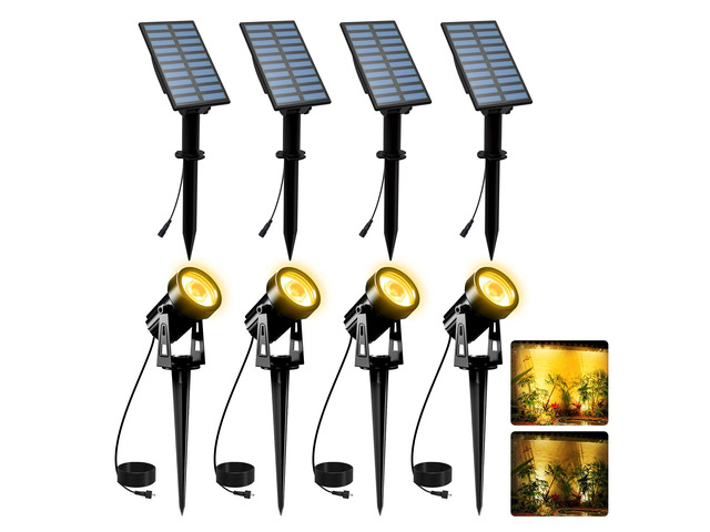 Christmas Solar Landscape Spotlights 4 Pack Warm White 3000K, Spot Lights IP65 Waterproof Outdoor Separated Panel with 9.8ft Cable, Garden Pond...