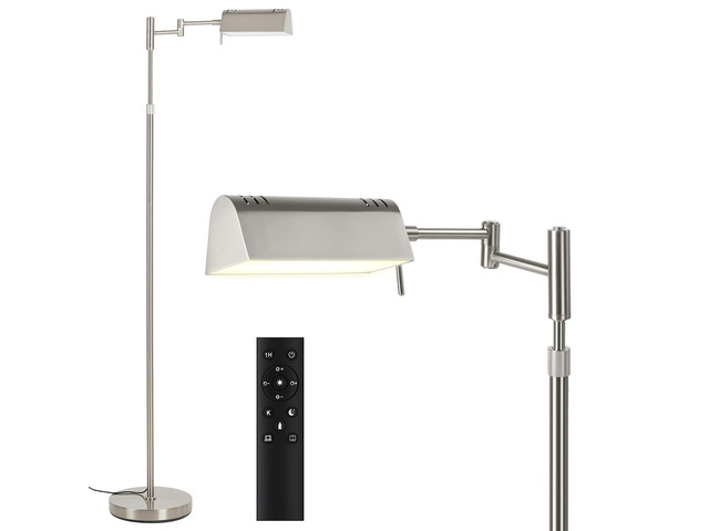 Dimmable LED Pharmacy Floor Lamps, 16W/1500LM Bright Reading Lamp Remote Touch Control, 350°Swing Arm, Adjustable Height, Task Craft Tall Standing...