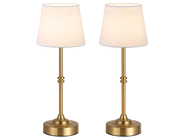 Rechargeable Cordless Table Lamp Gold - 2 Pack Brass 4000mAh Battery Operated Lamp, 3000K Warm Light, Touch Control Stepless Dimming, for Bedside,...