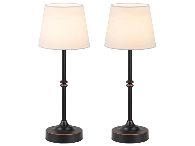 Rechargeable Cordless Table Lamp Antique Black - 2 Pack 4000mAh Battery Operated Lamp, 3000K Warm Light, Touch Control Stepless Dimming, for...